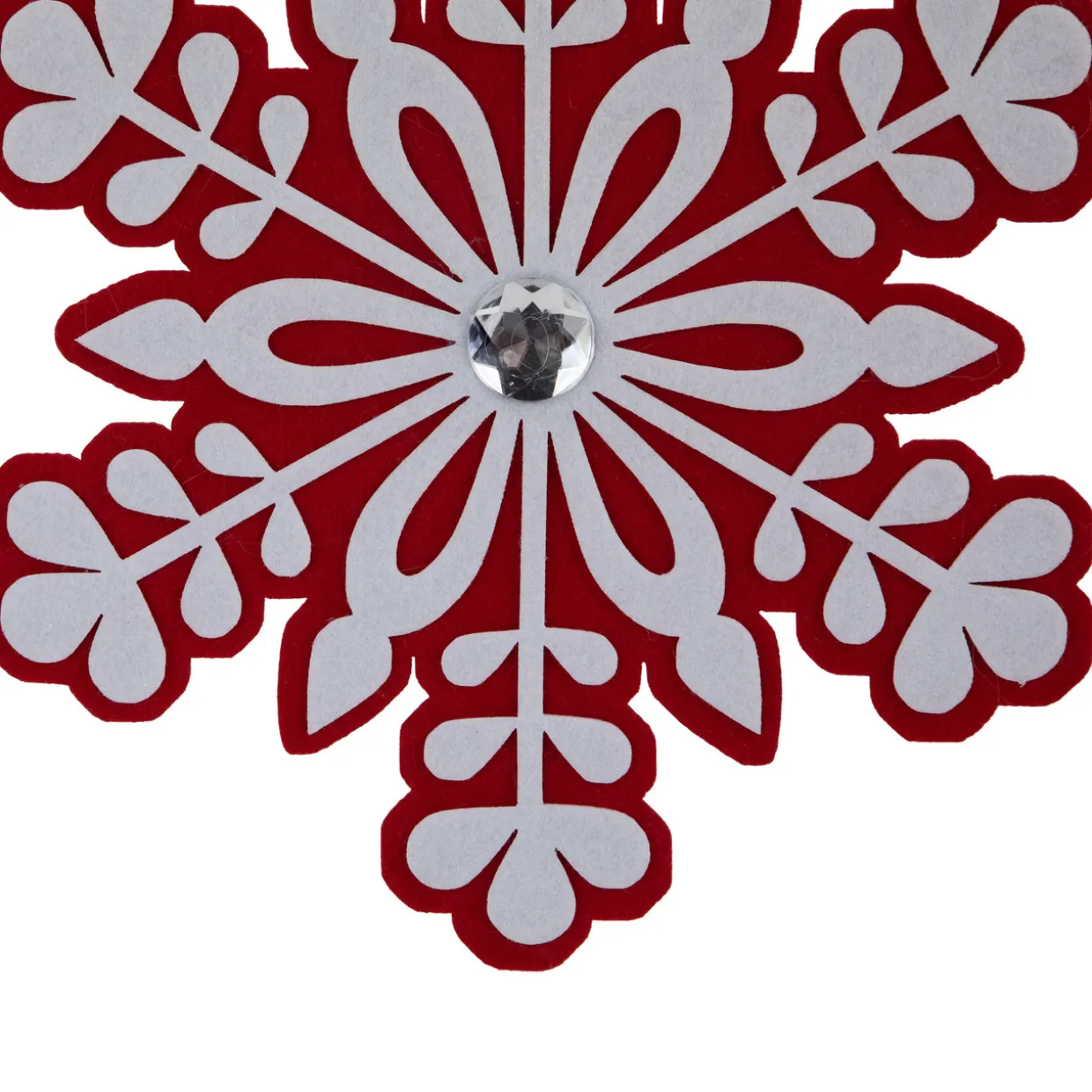 10" Red and White Snowflake Christmas Ornament with Gem