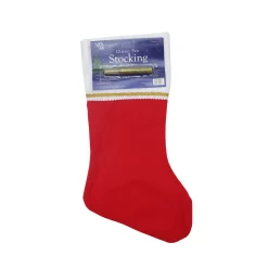 19" Red and White Soild Christmas Stocking with Gold Glitter Pen
