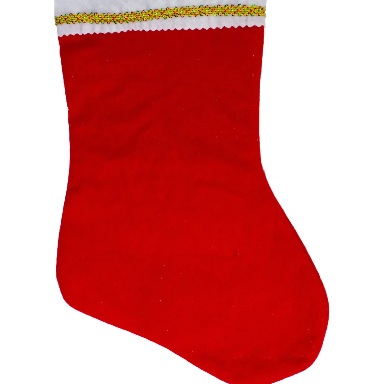 19" Red and White Soild Christmas Stocking with Gold Glitter Pen