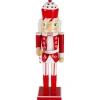 14" Red and White Wooden Candy Cane King Christmas Nutcracker