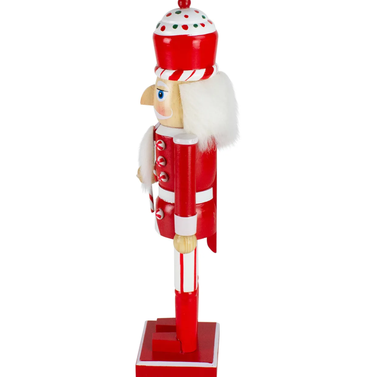 14" Red and White Wooden Candy Cane King Christmas Nutcracker
