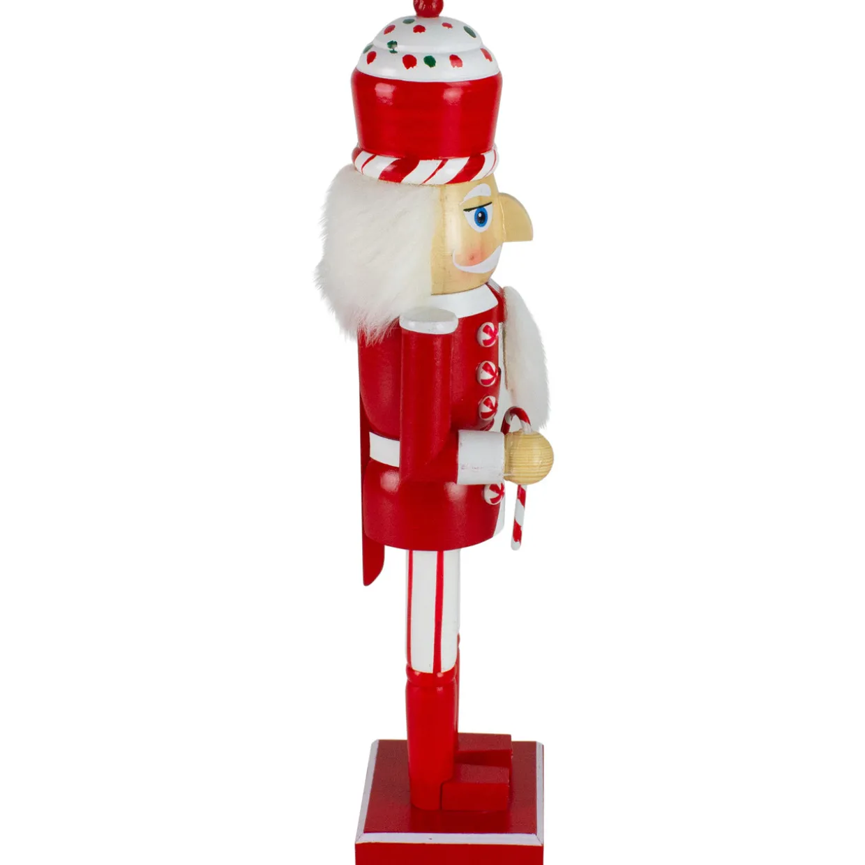 14" Red and White Wooden Candy Cane King Christmas Nutcracker