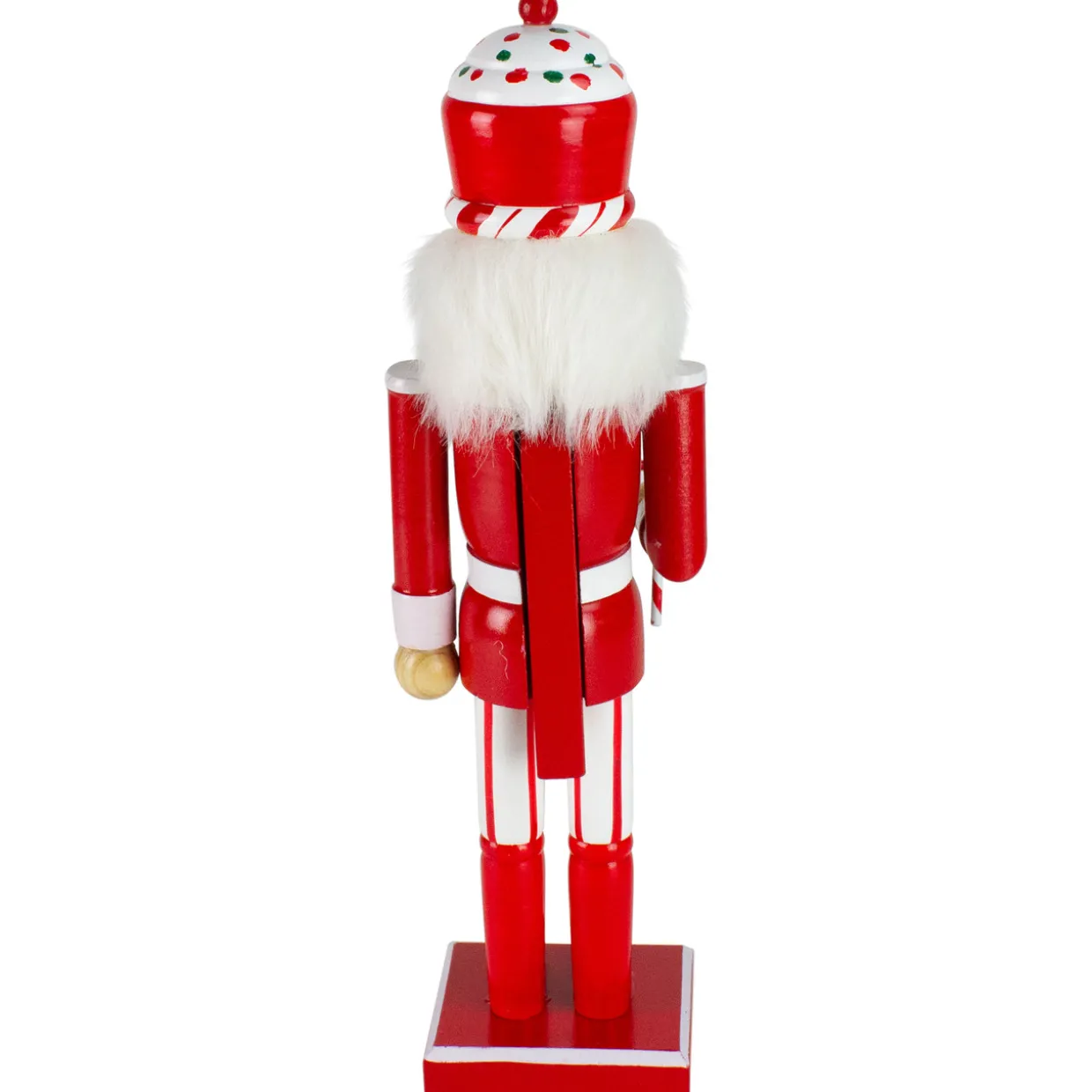 14" Red and White Wooden Candy Cane King Christmas Nutcracker