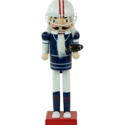 14" Red and White Wooden Christmas Nutcracker Football Player