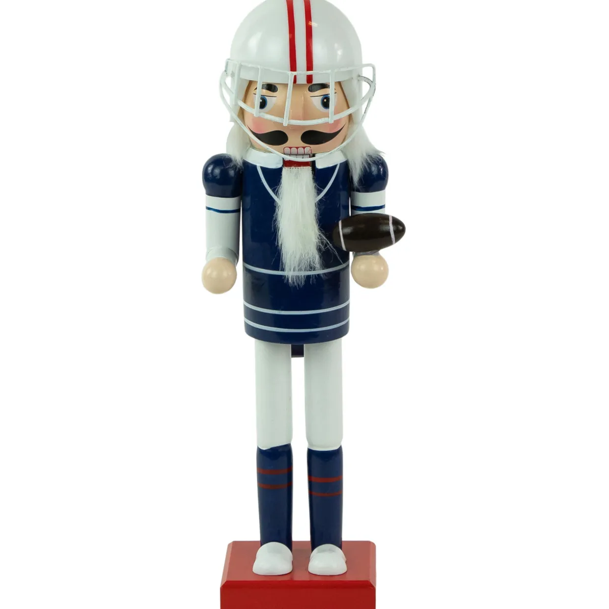 14" Red and White Wooden Christmas Nutcracker Football Player