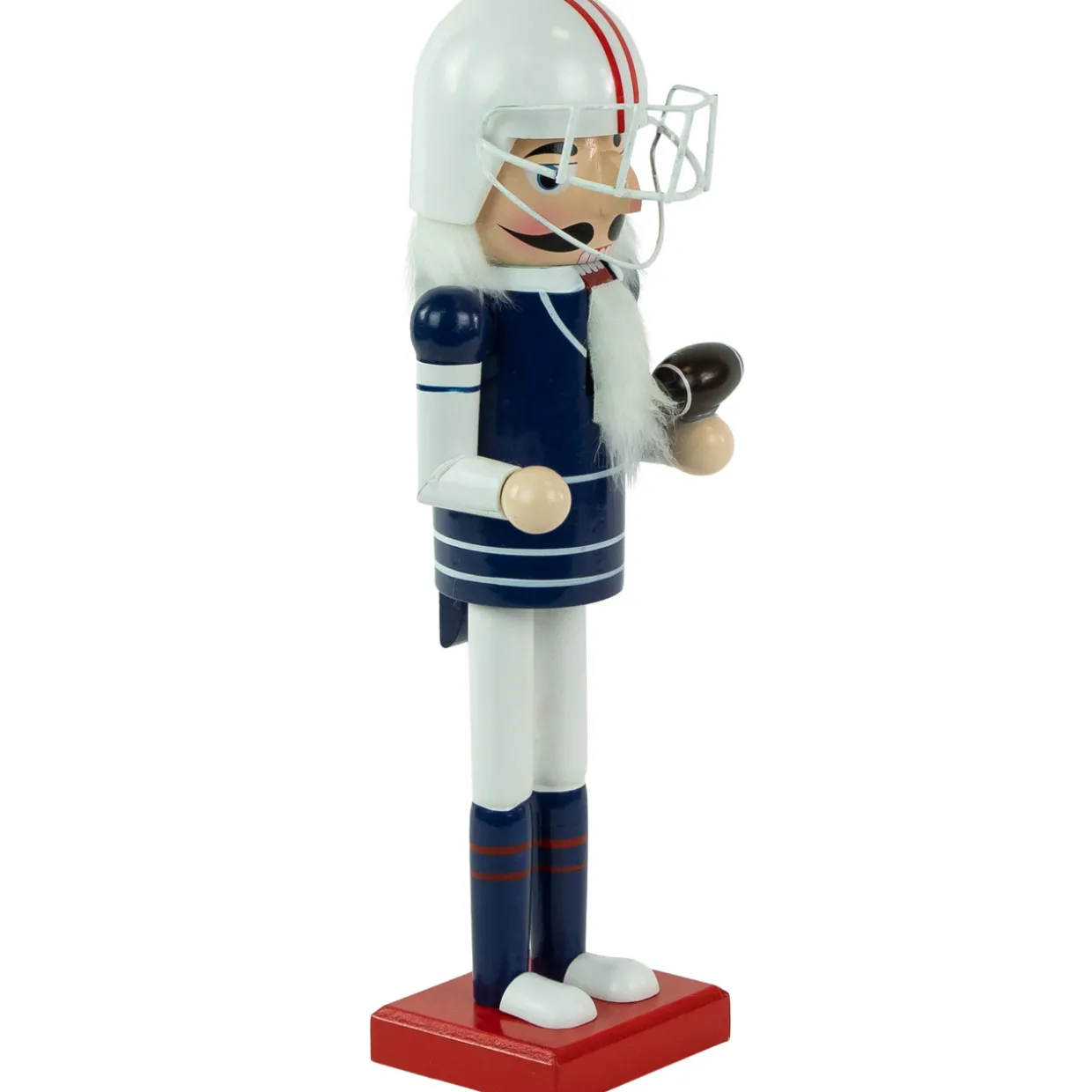 14" Red and White Wooden Christmas Nutcracker Football Player