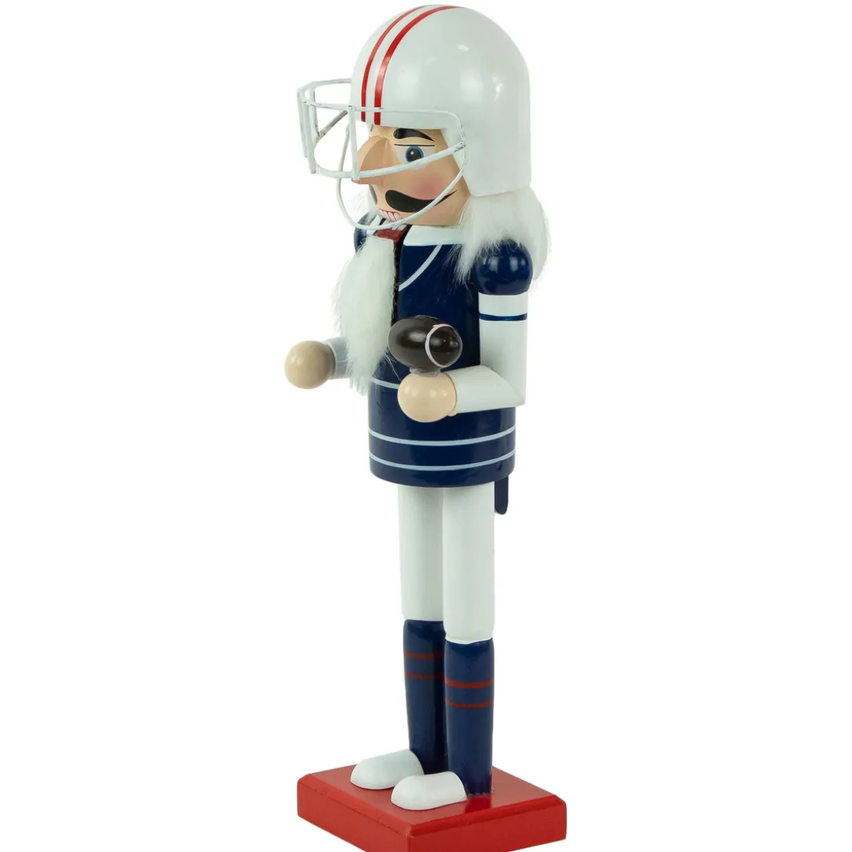 14" Red and White Wooden Christmas Nutcracker Football Player