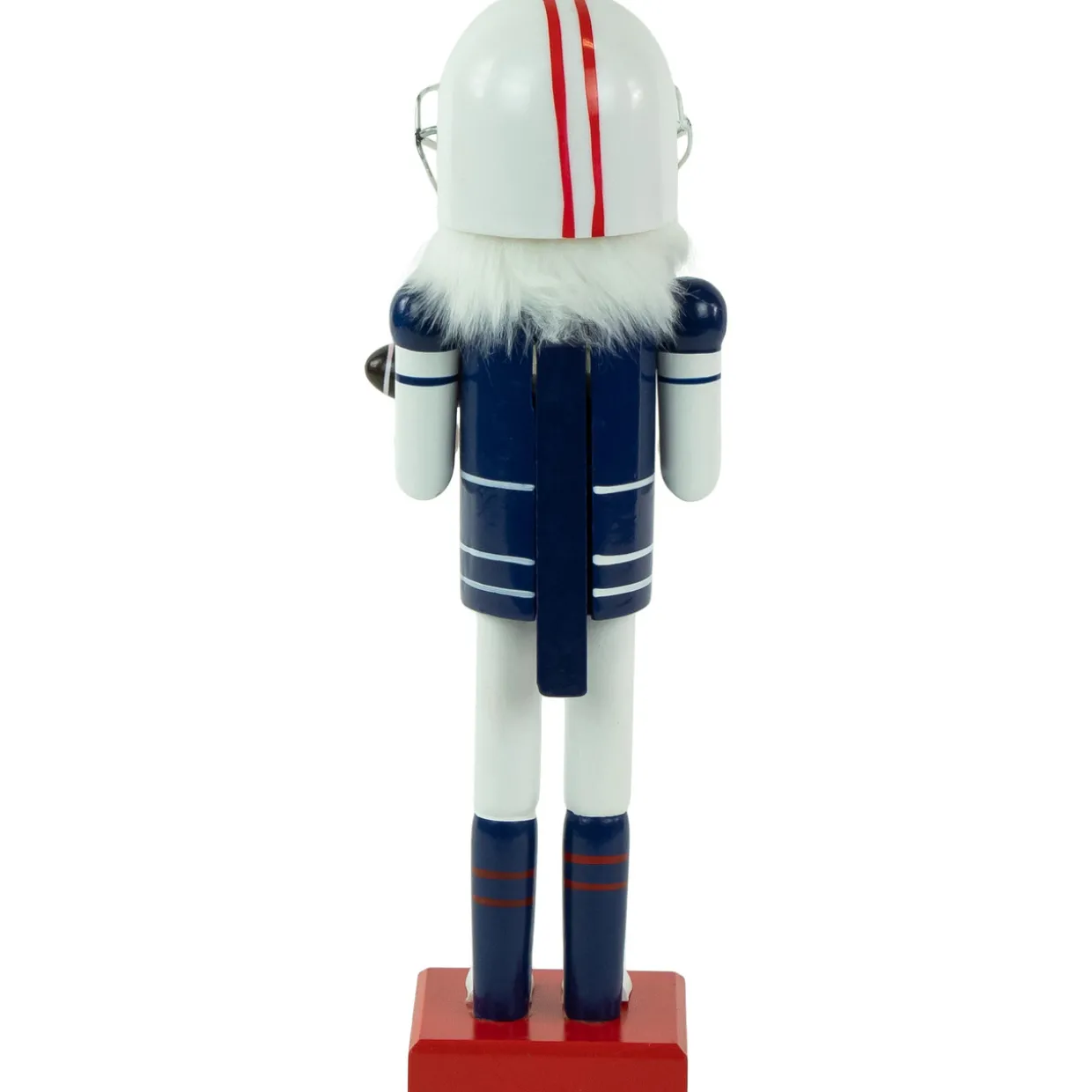 14" Red and White Wooden Christmas Nutcracker Football Player