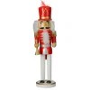 14" Red and White Wooden Christmas Nutcracker with Horn