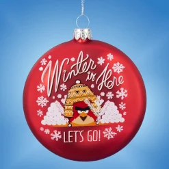 4" Red Angry Birds "Winter Is Here" Christmas Disc Ornament