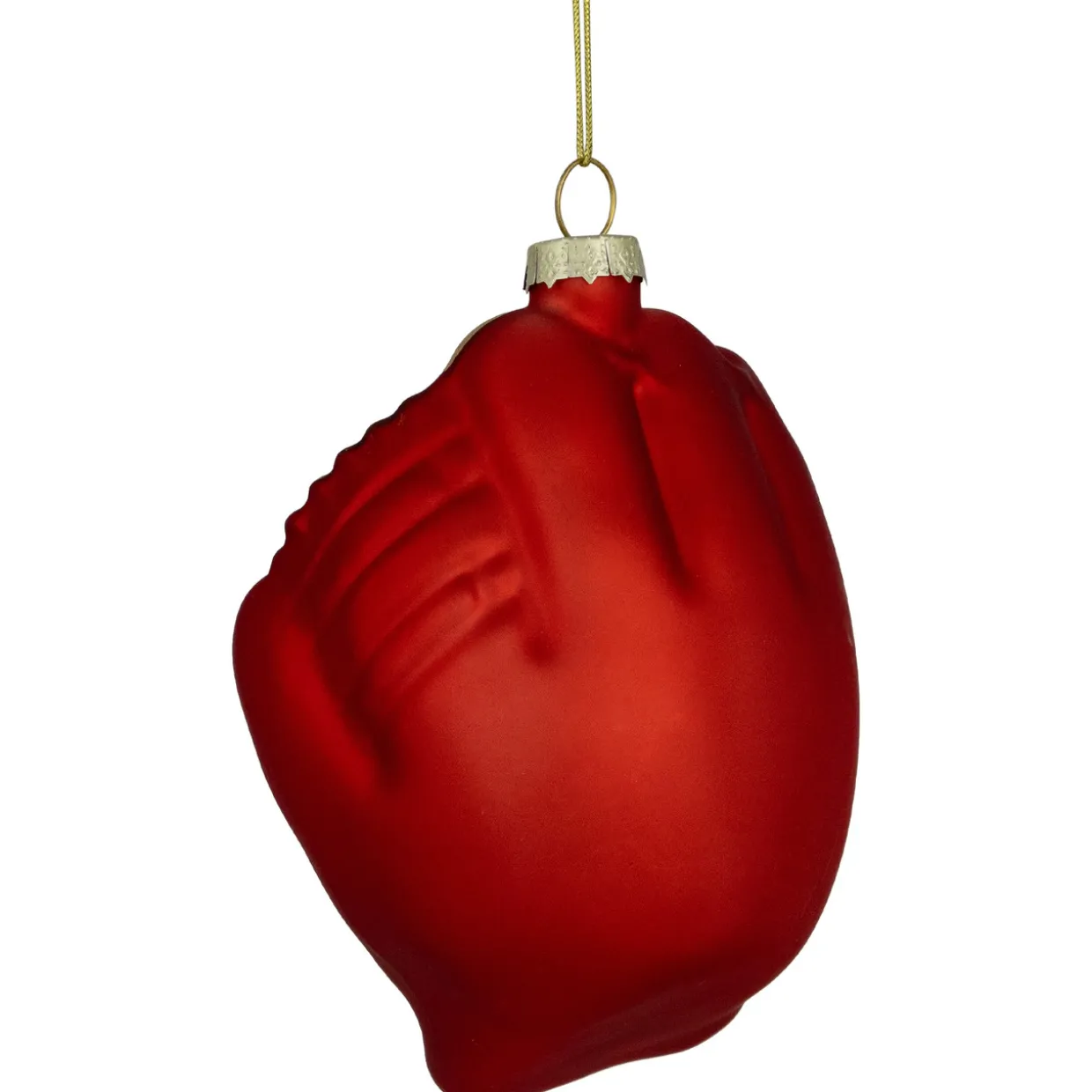 4" Red Baseball Mitt with Ball Glass Christmas Ornament