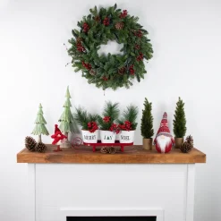 30'' Red Berries and Pine Cones Christmas Wreath, Unlit