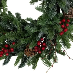30'' Red Berries and Pine Cones Christmas Wreath, Unlit