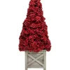 24" Red Berry Cone Potted Christmas Topiary