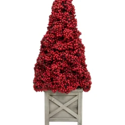 24" Red Berry Cone Potted Christmas Topiary