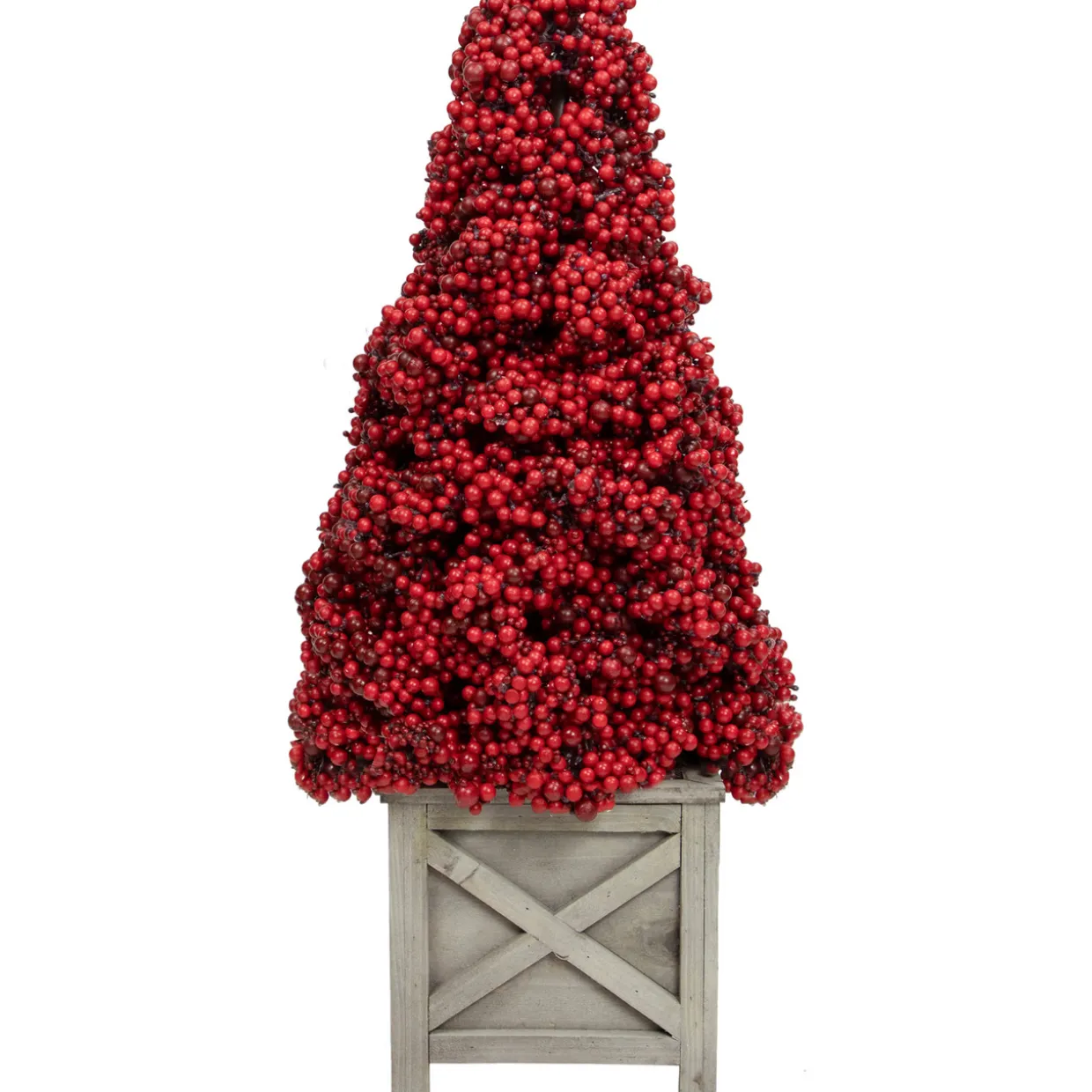 24" Red Berry Cone Potted Christmas Topiary