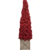 50" Red Berry Cone Potted Christmas Topiary