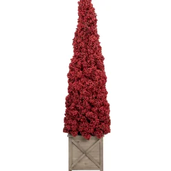 50" Red Berry Cone Potted Christmas Topiary