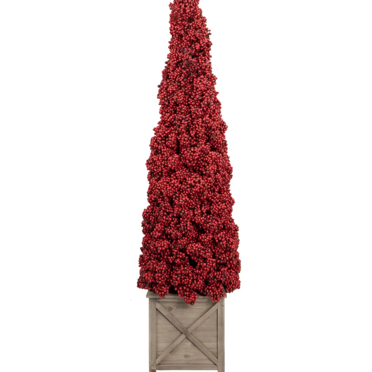 50" Red Berry Cone Potted Christmas Topiary