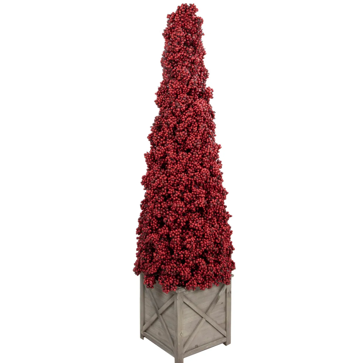 50" Red Berry Cone Potted Christmas Topiary