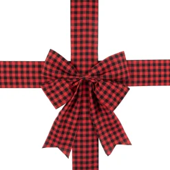 14' Red Buffalo Plaid Christmas Door Bow