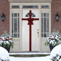 14' Red Buffalo Plaid Christmas Door Bow