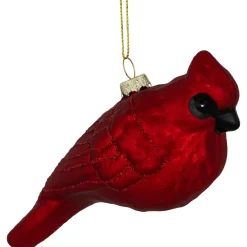 5.5" Red Cardinal Glittered Hanging Glass Christmas Ornament
