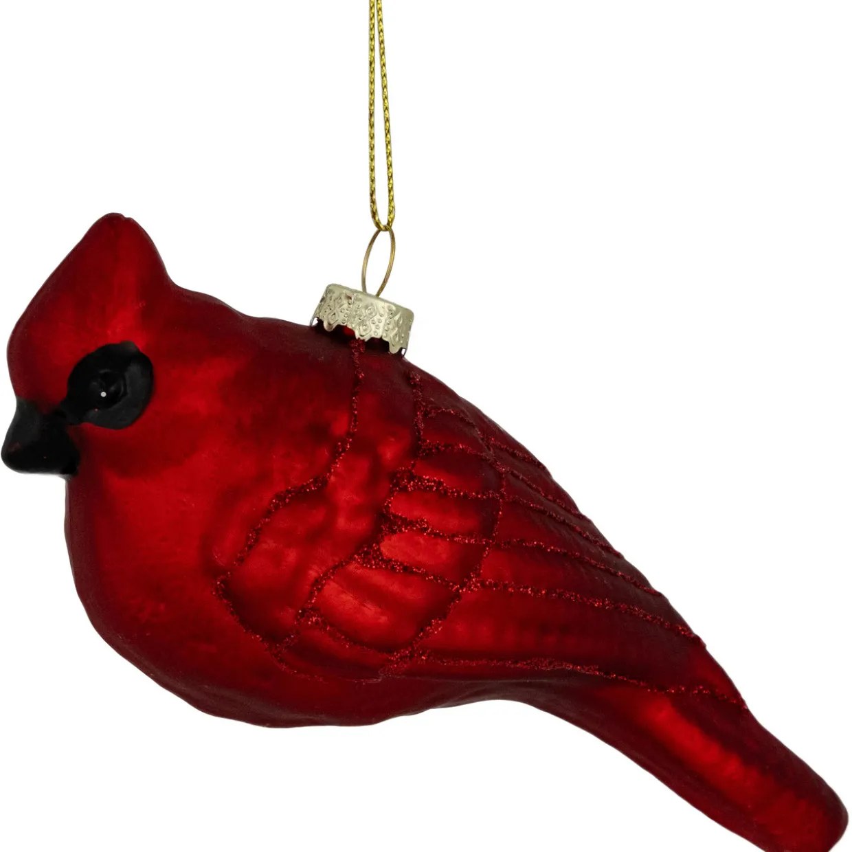 5.5" Red Cardinal Glittered Hanging Glass Christmas Ornament
