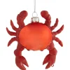 4" Red Crab Glass Christmas Ornament