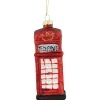 4.5" Red Euro Phone Booth Glass Christmas Ornament