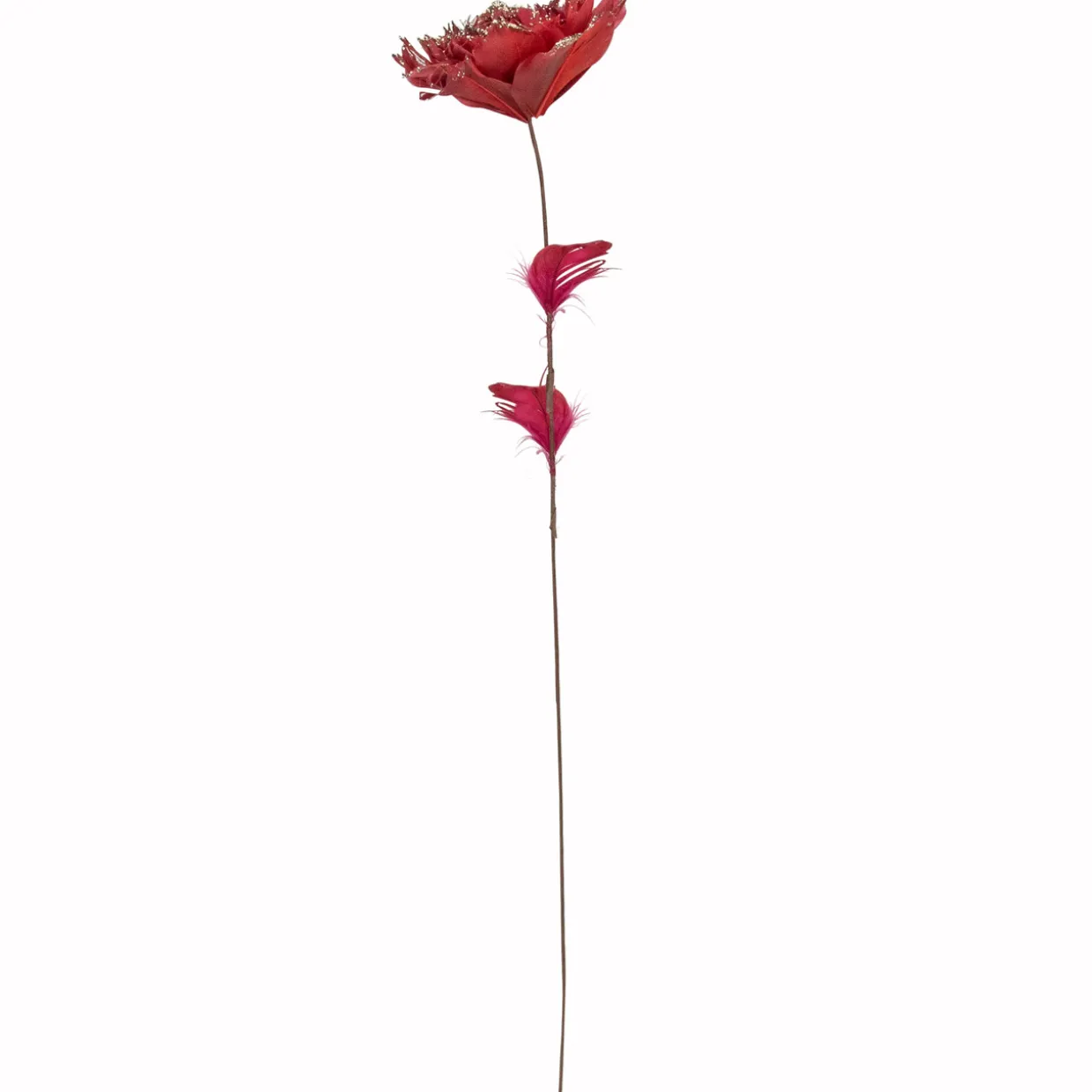 20.75" Red Feather Peony Artificial Christmas Floral Pick