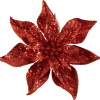 9" Red Glittered Poinsettia Christmas Clip Ornament