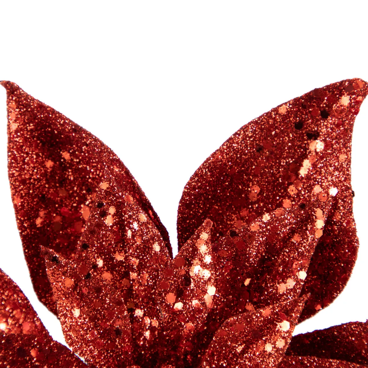 9" Red Glittered Poinsettia Christmas Clip Ornament