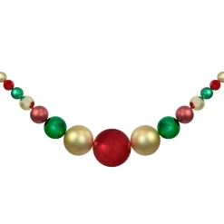 6' Red, Gold and Green Shiny and Matte Shatterproof Ball Christmas Swag