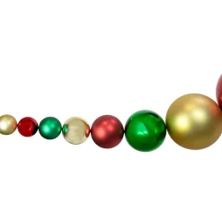 6' Red, Gold and Green Shiny and Matte Shatterproof Ball Christmas Swag