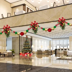 6' Red, Gold and Green Shiny and Matte Shatterproof Ball Christmas Swag