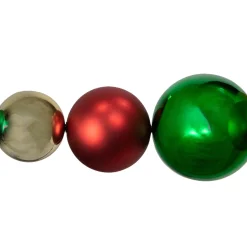 6' Red, Gold and Green Shiny and Matte Shatterproof Ball Christmas Swag