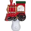 6.5" Red, Green and Gold Glitter Bubble Lamp Christmas Train Night Light