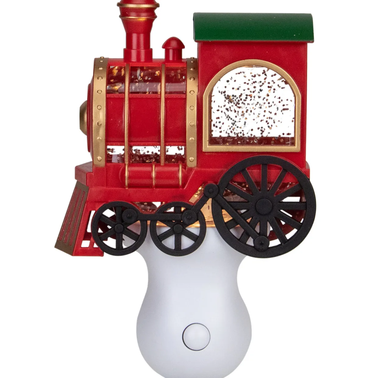 6.5" Red, Green and Gold Glitter Bubble Lamp Christmas Train Night Light