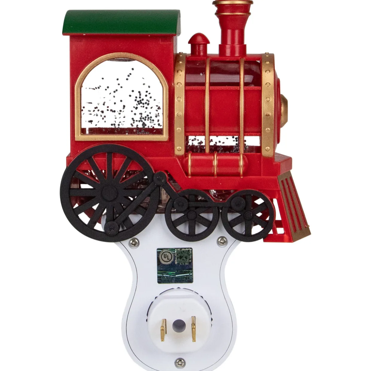 6.5" Red, Green and Gold Glitter Bubble Lamp Christmas Train Night Light