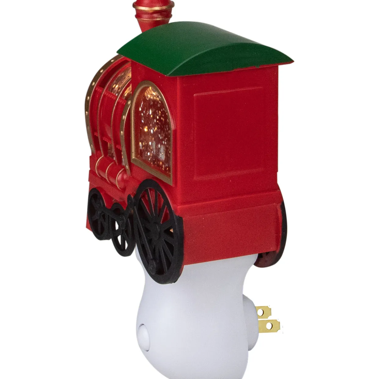 6.5" Red, Green and Gold Glitter Bubble Lamp Christmas Train Night Light