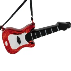 5" Red Guitar Glass Christmas Ornament