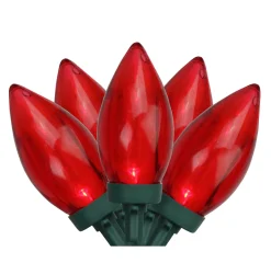 25 Red LED C9 Christmas Lights - 16 ft Green Wire