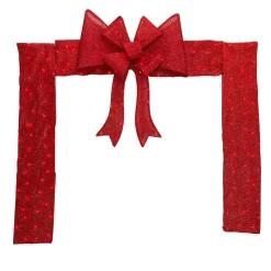 8' Red LED Lighted Christmas Doorway Arch Decoration with Bow