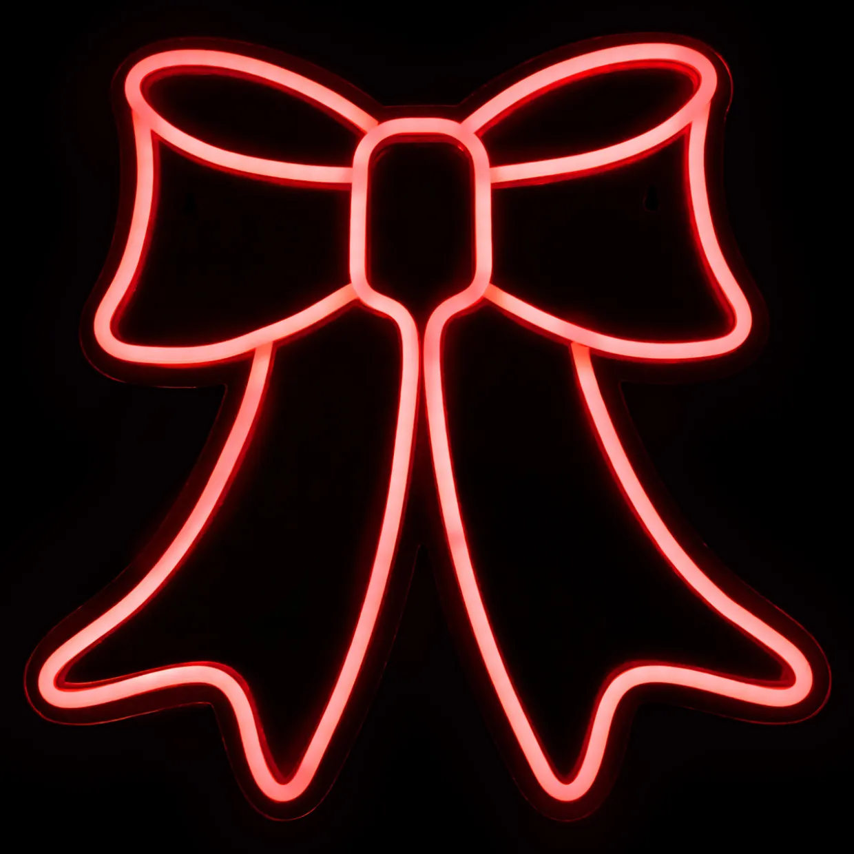 15" Red LED Lighted Neon Style Bow Christmas Window Silhouette