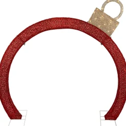 4.25' Red LED Lighted Ornament Arch Outdoor Christmas Decoration - Warm White Lights