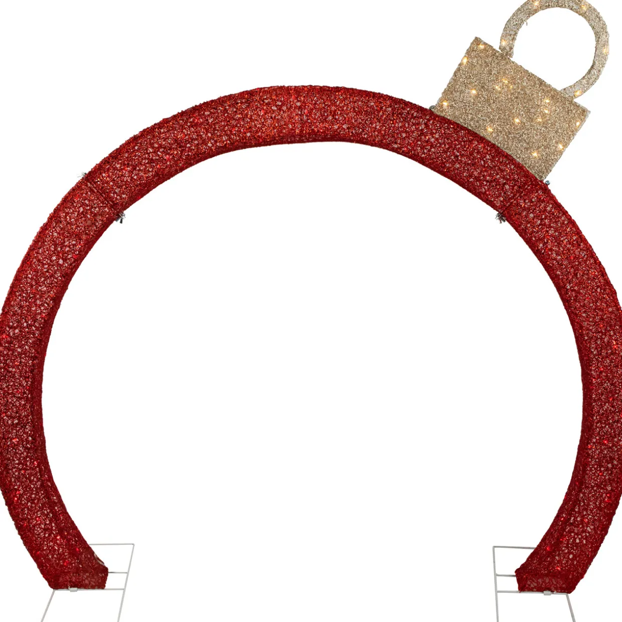 4.25' Red LED Lighted Ornament Arch Outdoor Christmas Decoration - Warm White Lights