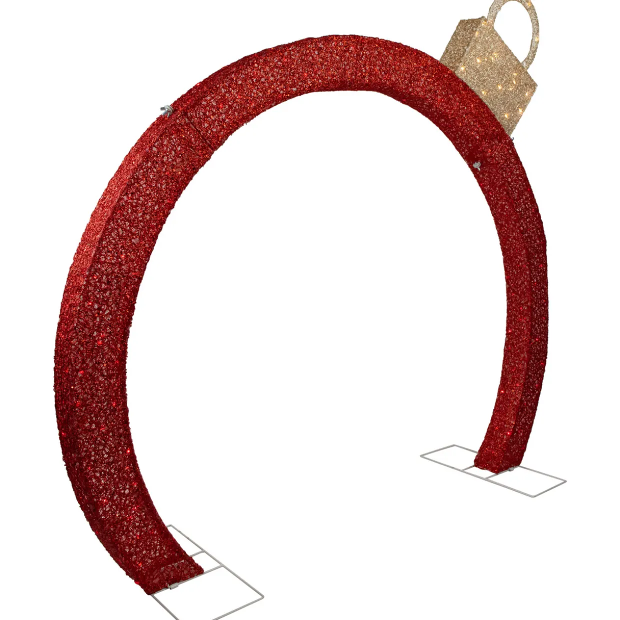 4.25' Red LED Lighted Ornament Arch Outdoor Christmas Decoration - Warm White Lights