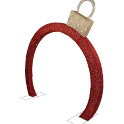 4.25' Red LED Lighted Ornament Arch Outdoor Christmas Decoration - Warm White Lights