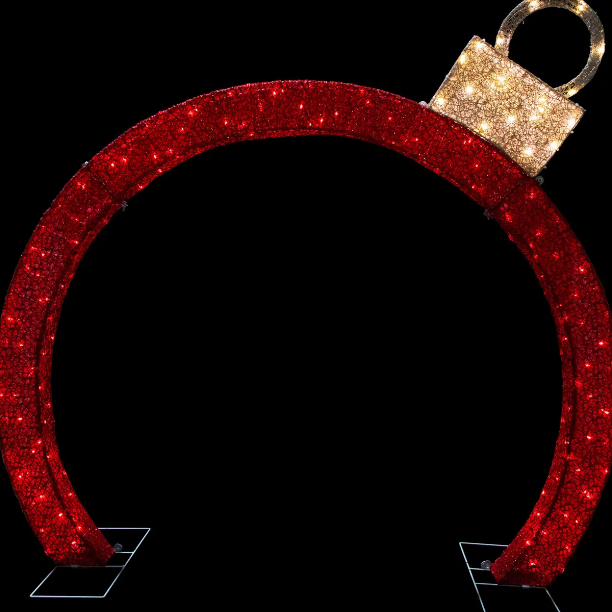 4.25' Red LED Lighted Ornament Arch Outdoor Christmas Decoration - Warm White Lights